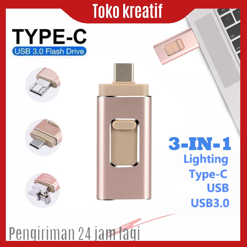 FlashDisk  3 in 1For i Phone/Android/PC Flashdrive OTG 2TB Penyimpanan Multifungsi untuk iPhone, And