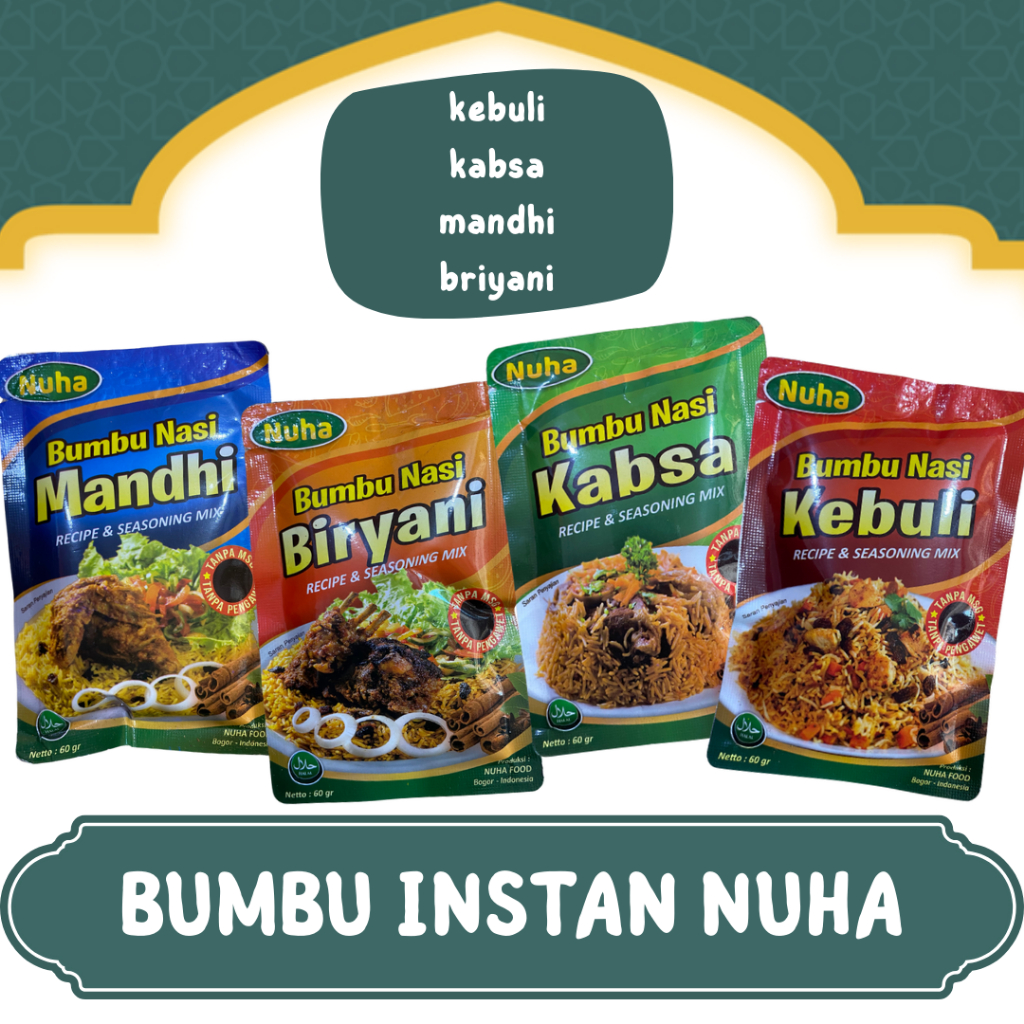 

OLEH OLEH HAJI DAN UMROH BUMBU NASI KEBULI BRIYANI KABSA MANDHI INSTANT NON MSG & PENGAWET I BUMBU NUHA INSTAN UNTUK NASI KEBULI I KABSA DLL