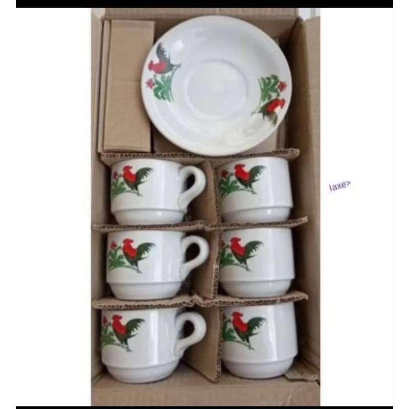 Gelas dan Piring ayam jago/GelasSetPiring