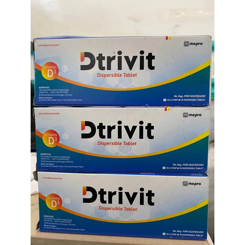Dtrivit D3 400 IU  - Vitamin D3 400 IU Box 30 Tablet - Meningkatkan Fungsi Imun