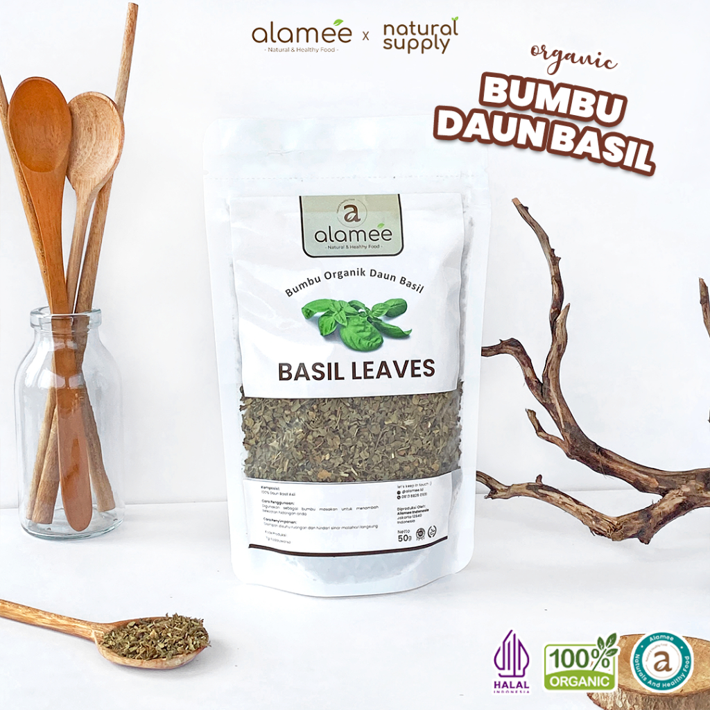 

ALAMEE Daun Basil Kering Bumbu Masak Kering Dapur Dried Leaf Murni Asli Masakan Instan Organik