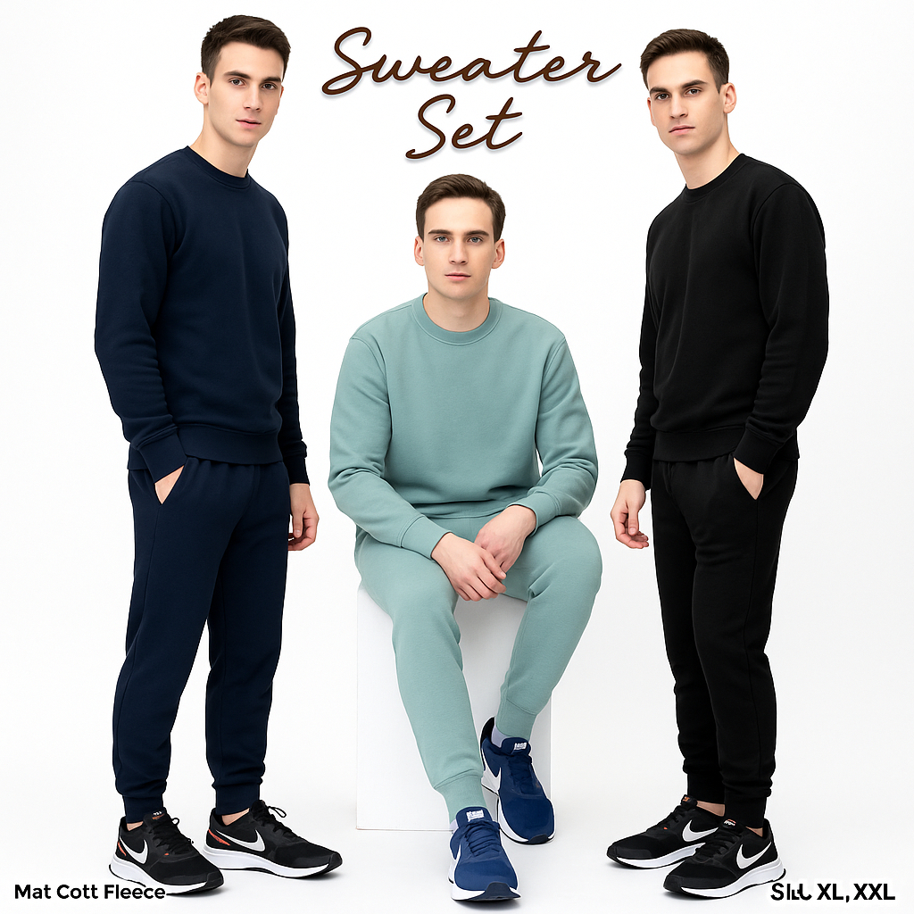 setelan sweater basic polos pria