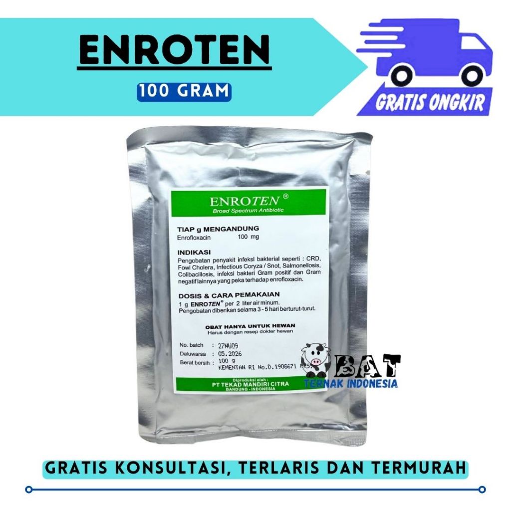 ENROTEN 100 gram - Obat Pernafasan Hewan