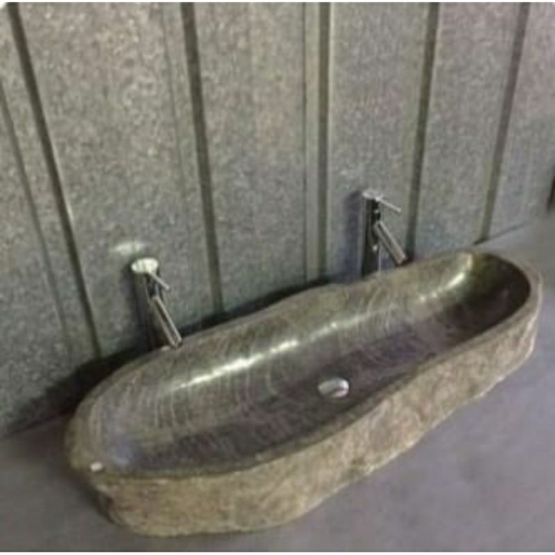 Wastafel batu model lesung/wastafel batu kali/wastafel river stone