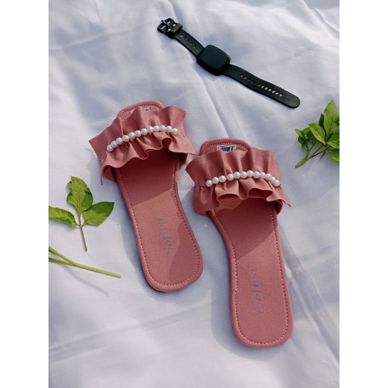 SOFIYA Sendal Flat Teplek Wanita Mutiara Cantik dan Elegan