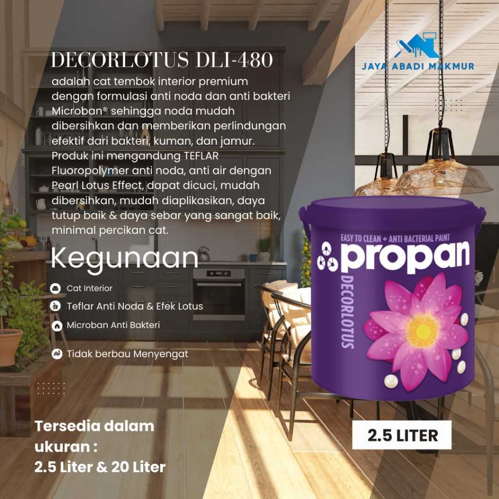 Propan Decorlotus DLI-480 2.5 Liter / Cat Tembok Interior Premium Anti Noda dan Anti Bakteri / Warna