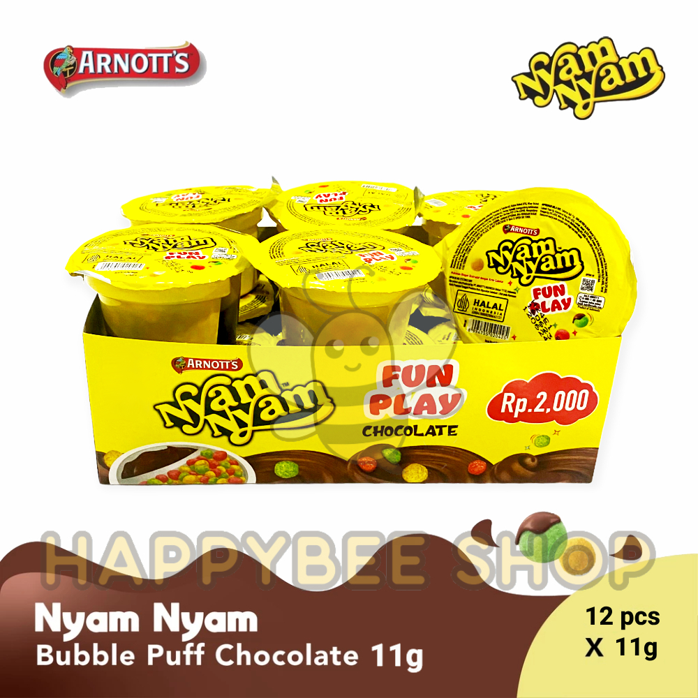 

Nyam Nyam Bubble Puff Chocolate Fun Play | NyamNyam 1 Box isi 12 Pcs @ 11 gr