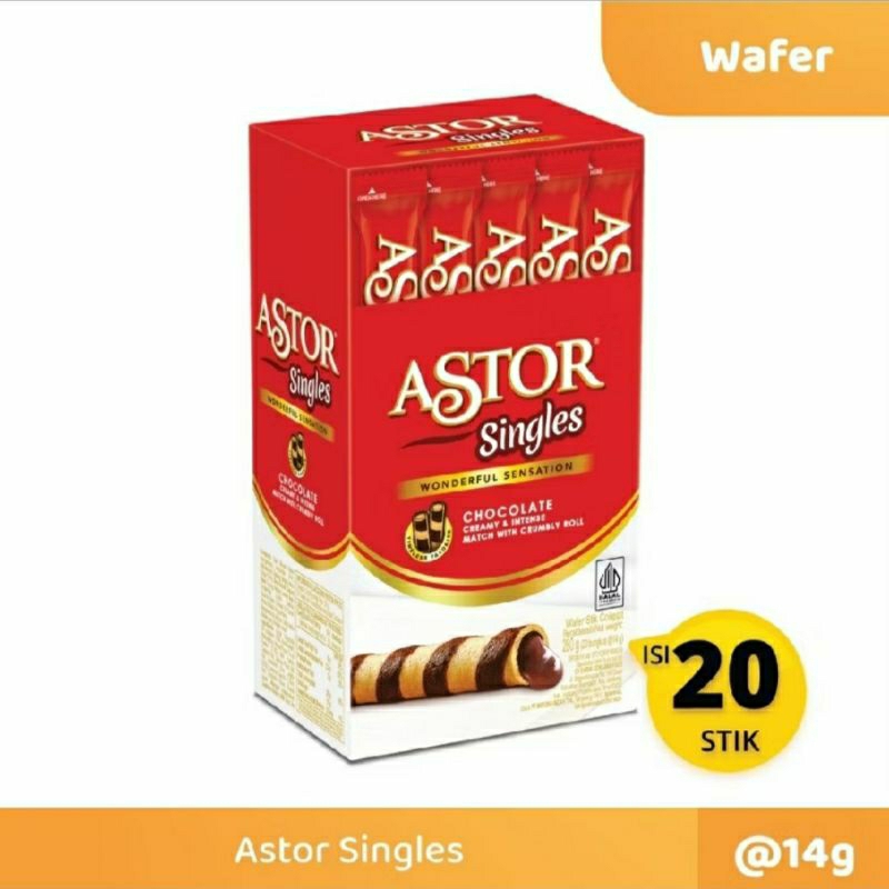 

Astor Single Kemasan Baru 1 box isi 20 pcs - Astor waferstick coklat