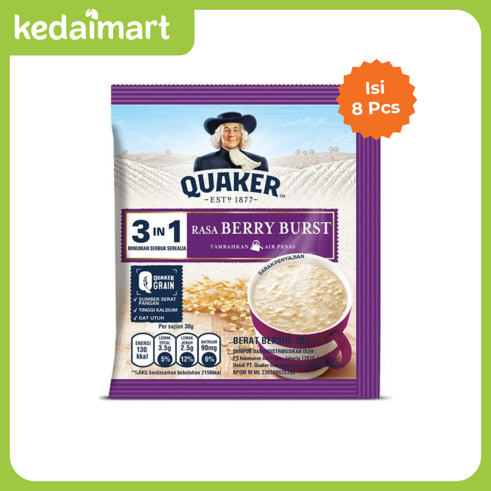 

Quaker Minuman Sereal Rasa Berry Burst Bag Isi 8 X 30 Gram