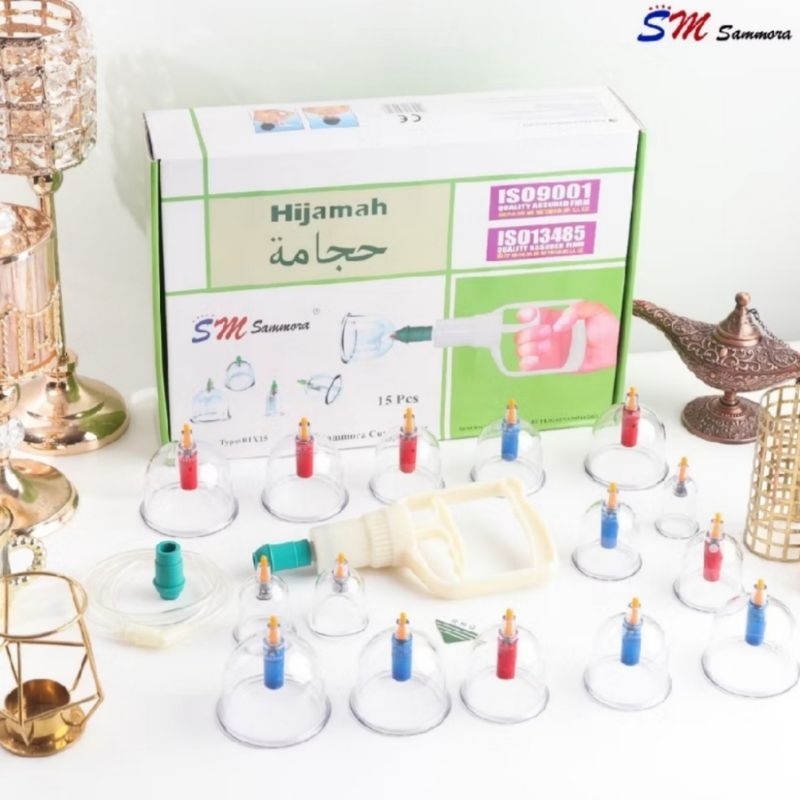 Kop angin sammora 15 kop/Alat bekam kesehatan kop angin terapi lengkap pompa + selang