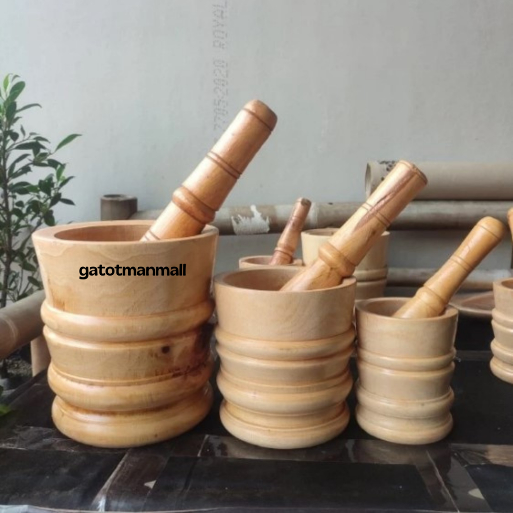 Lumpang Kayu Tumbukan Kayu Satu Set / Lumpang Kayu Premium Kecil Jumbo