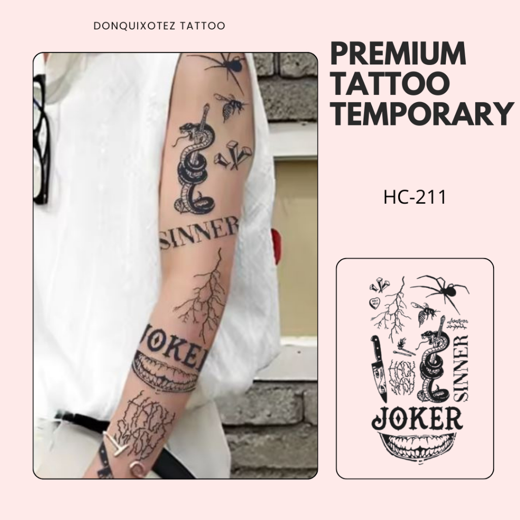 PREMIUM HC-211 Tato temporer tahan lama 1 bulan motif skena old school minimalis aesthetic awet kere