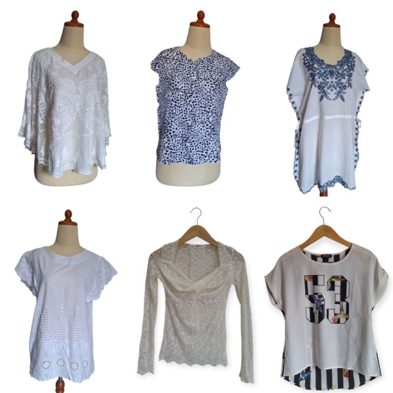 Atasan Blouse Tunik Kemeja Wanita Warna Putih