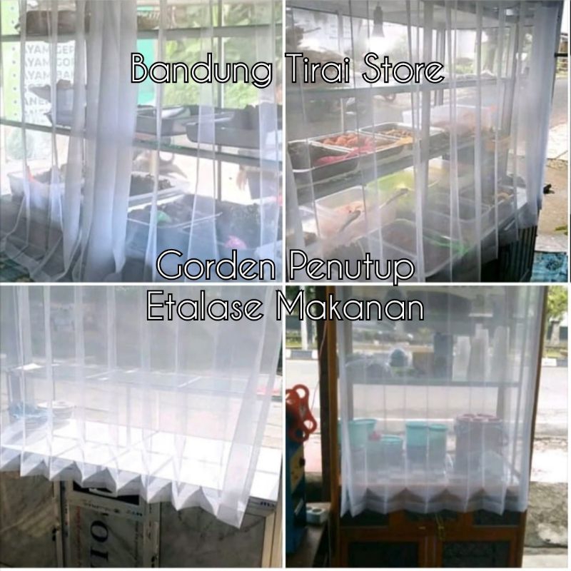 Gorden etalase warung makan padang model cantolan hordeng vitrase pendek