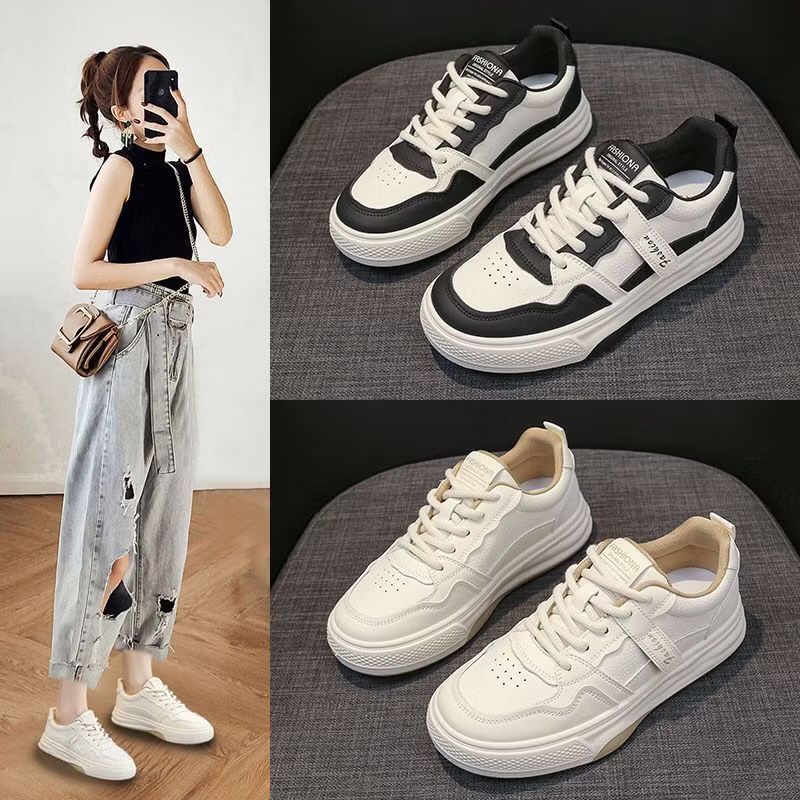 NineStorePantofel Sepatu Sneakers Wanita Trendy Kekinian warna Hitam dan Putih Anti Slip / Kode 1551