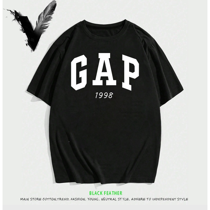 Black Feather 24S kaos katun GAP pirnt tshirt for men women Simple stylish Short sleeve crew neck to