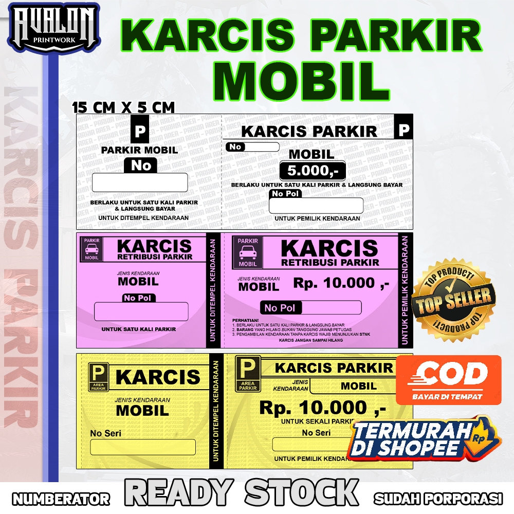 

KARCIS PARKIR MOBIL - SIAP PAKAI