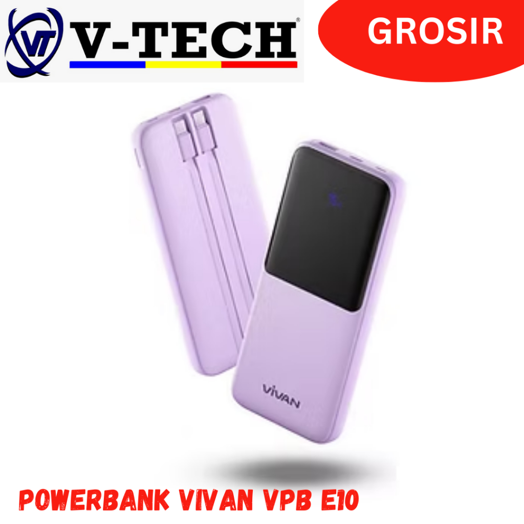 Power Bank Vivan VPB-E10 10000mAh Hitam/Putih - Pengisi Daya Portabel dengan Fitur Canggih