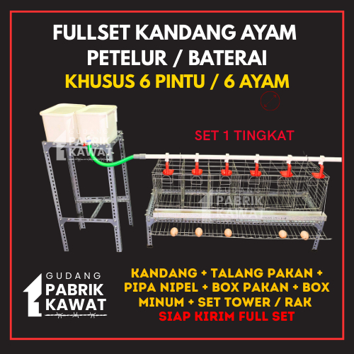 FULL SET KANDANG AYAM PETELUR/BATERAI KHUSUS 6 PINTU / 6 AYAM GUDANG PABRIKASI HARGA TERJANGKAU