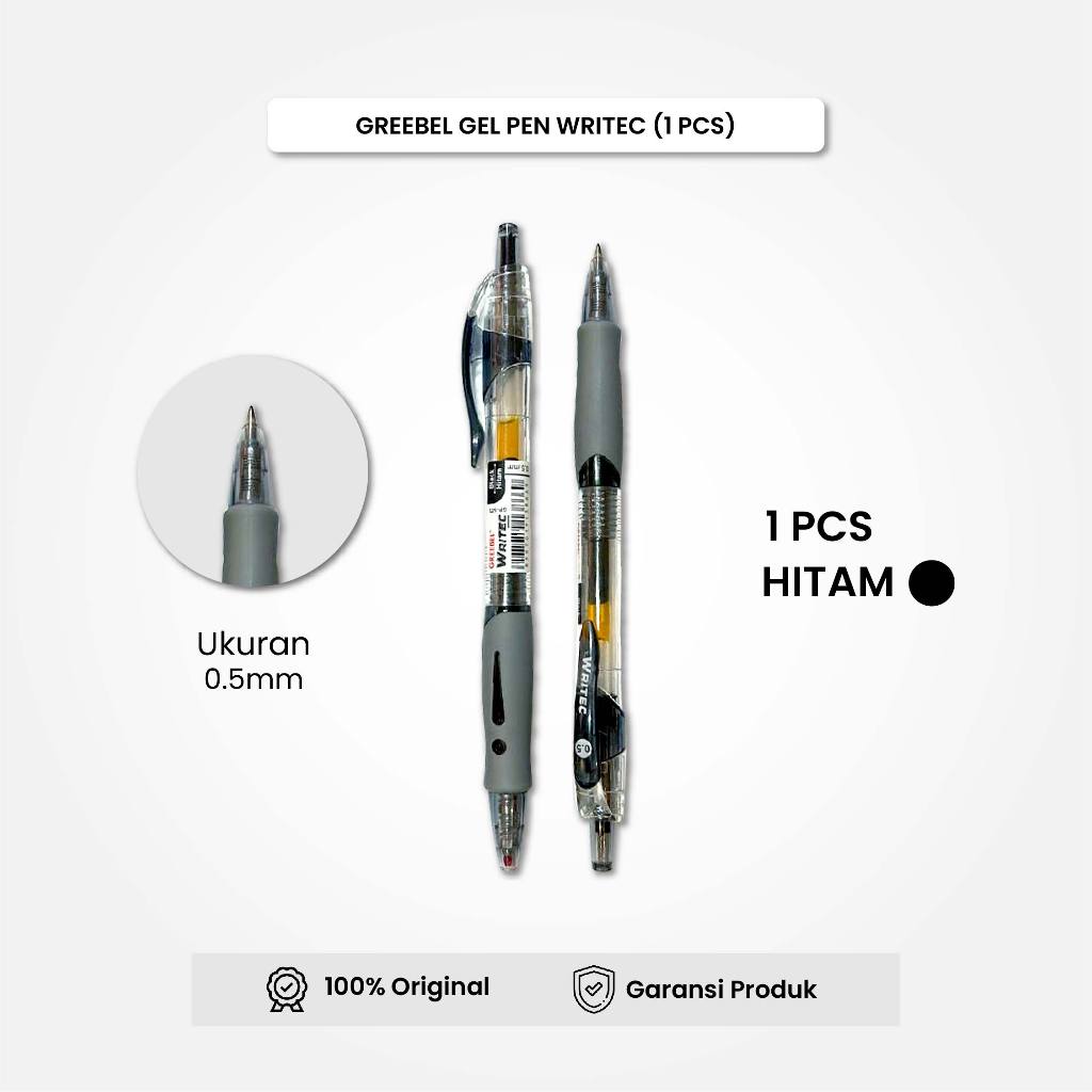 

GREEBEL Gel Pen Pulpen Pena Writec GP-503 0.5 Hitam (1PCS) / Pulpen Gel Murah Grosir