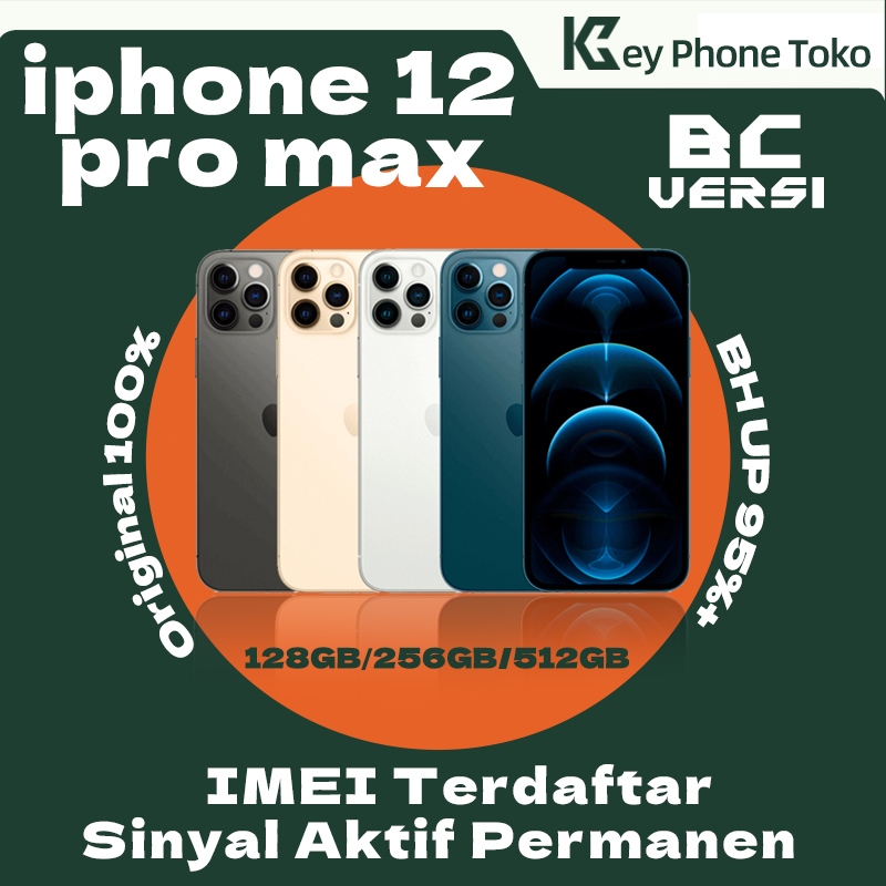 BC iPhone 12 Pro Max 128GB 256GB Tangan kedua100%ORI LCD MULUS NORMAL FULSET Sinyal Aktif Permanen