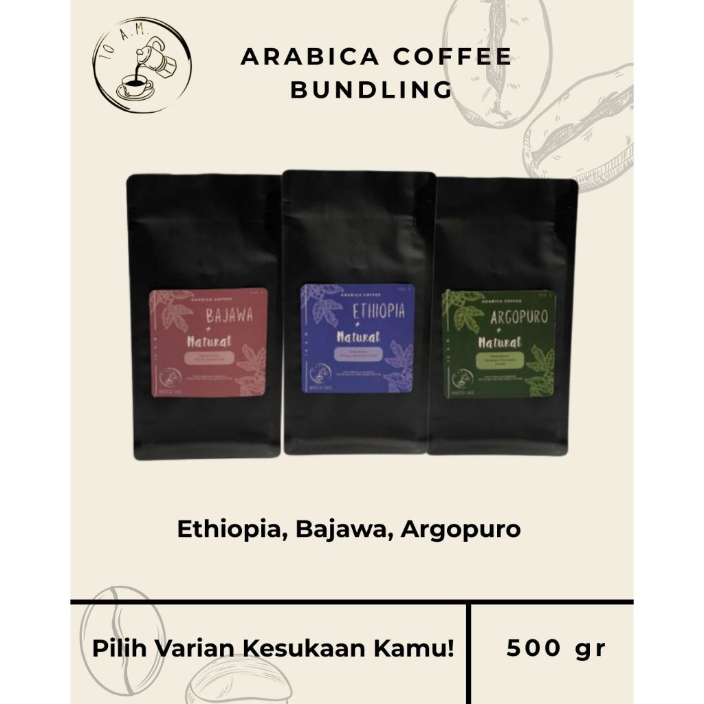 

10AM Roastery - Kopi Arabika Natural Bundling 500 Gram - Ethiopia, Bajawa, Argopuro