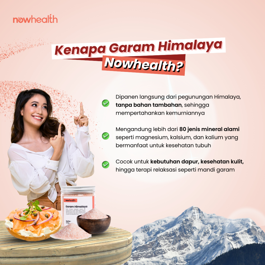 

RB Garam Himalaya 650 gr Nowhealth Himalayan Pink Salt Organik Penyedap Rasa Bumbu