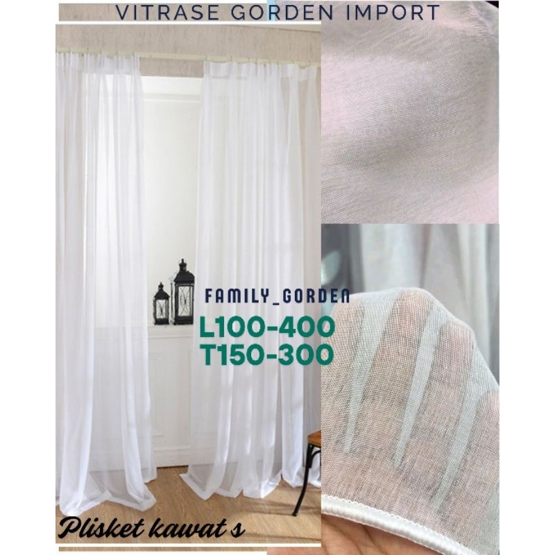 Vitrase Gorden Polos Tebal Sable Serat Import Plisket Kawat S Vitrase Dalaman Jendela Tirai Gorden P