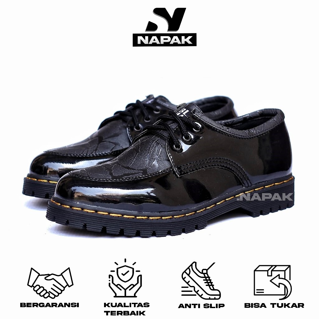 Declan Sepatu Docmart Pria Oxford Hitam Pantofel Casual Original