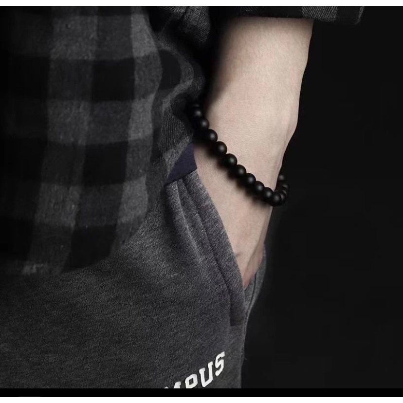 Gelang Pria Titanium Rantai Hitam Black