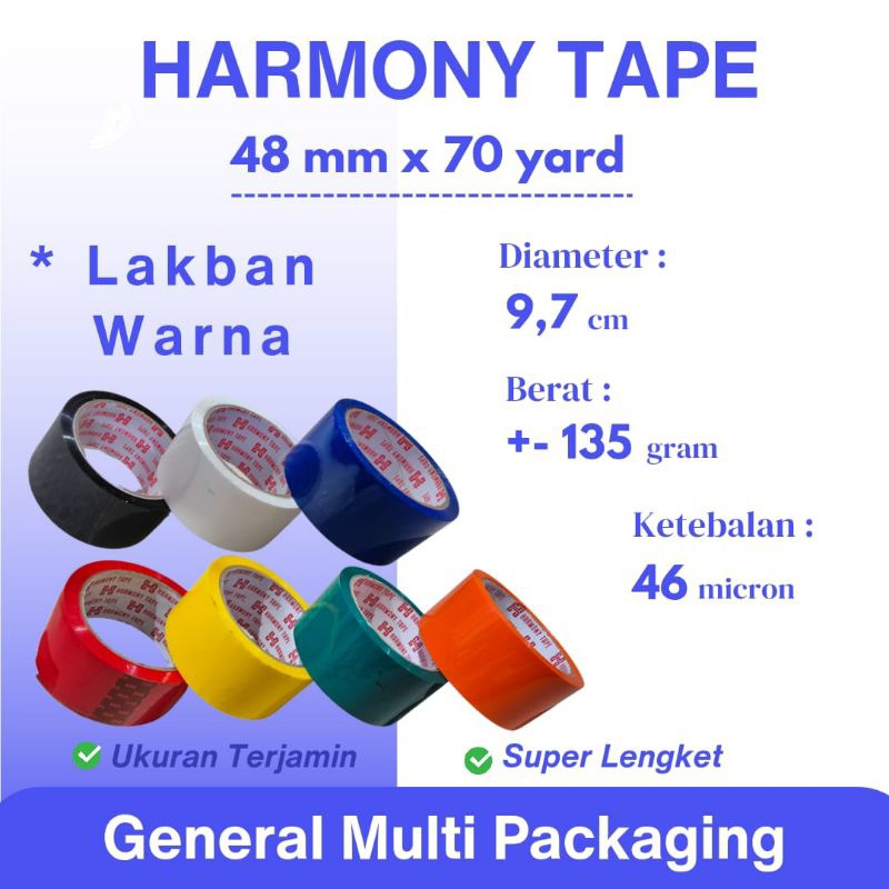 

Lakban Warna 48 mm x 70 Yard Super Lengket Ukuran Terjamin