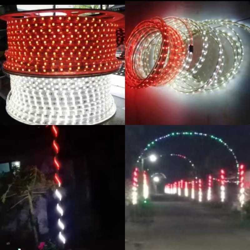 PAKET LAMPU LED STRIP SELANG MERAH+ PUTIH +ADAPTOR 3528 220V 4M~ 1,2METER MERAH+ PUTIH