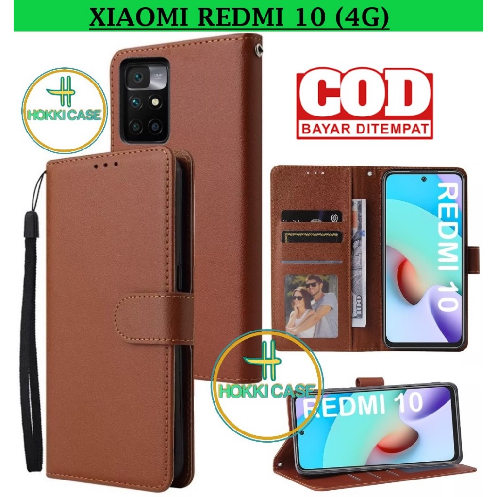 CASE REDMI 10 / Redmi 10 2022 CASE LEATHER FLIP COVER WALLET STANDING DOMPET CASING