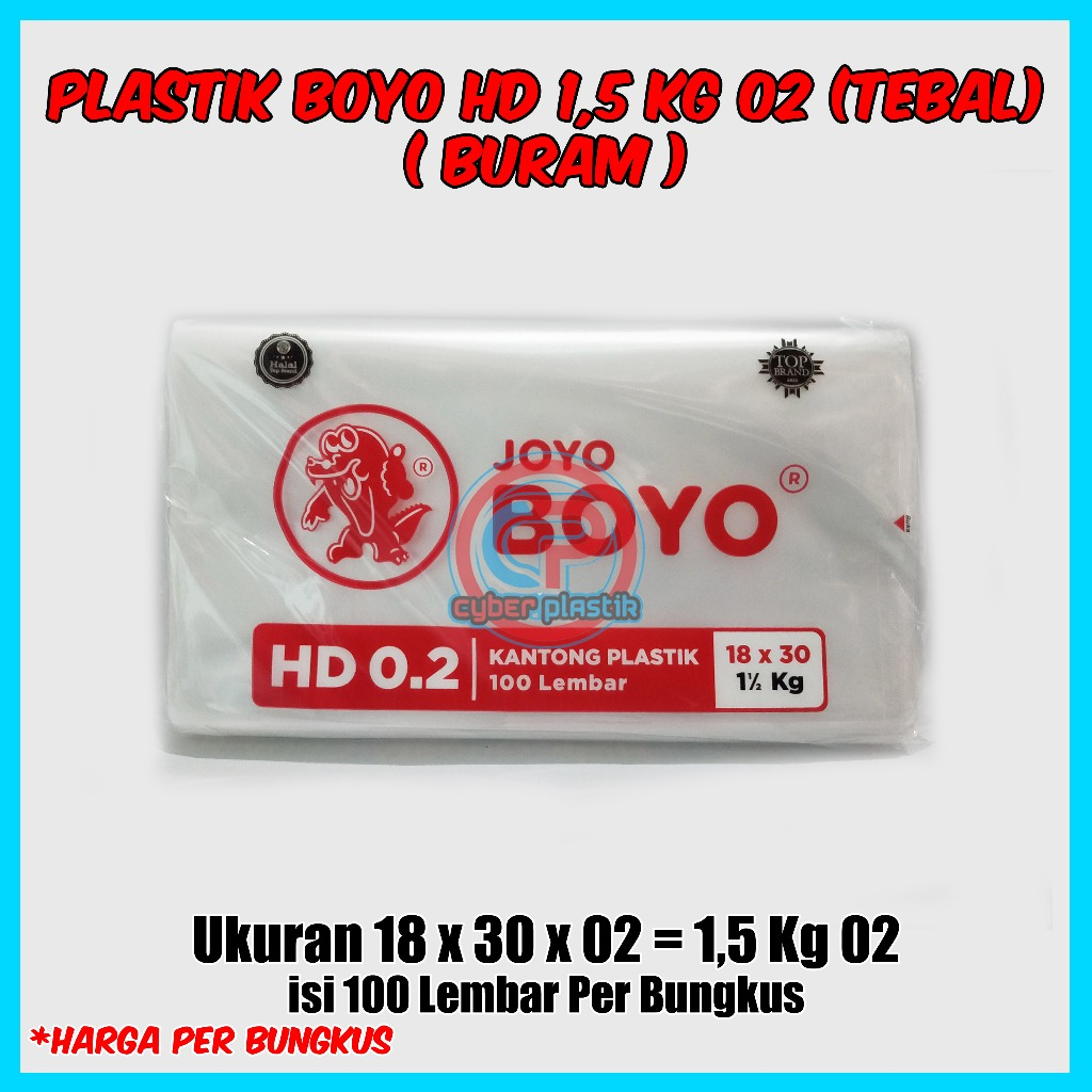 Plastik Joyo Boyo HD 1,5 kg 02 Buram Tebal Isi 100 Lembar Ukuran 18x30