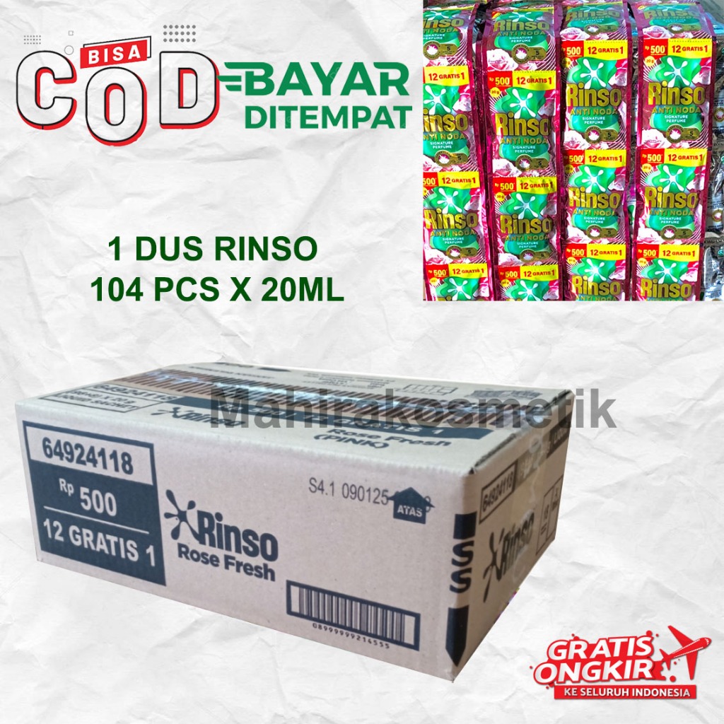 1 Dus Rinso Cair Renceng 20ml Isi 104 Sachet Kemasan 500 Anti Noda