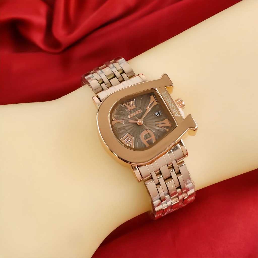 (BISA COD) Jam Tangan Wanita AIGNER VARESE A6102 Rantai Stainless Tanggal Aktif Free Box Plus Paper 