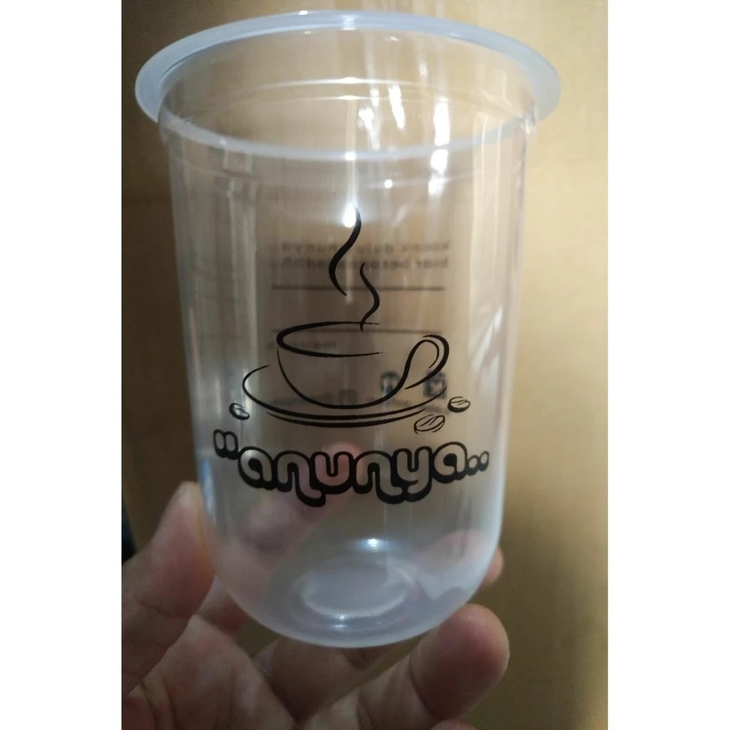 TERMURAH sablon gelas plastik 16oz oval
