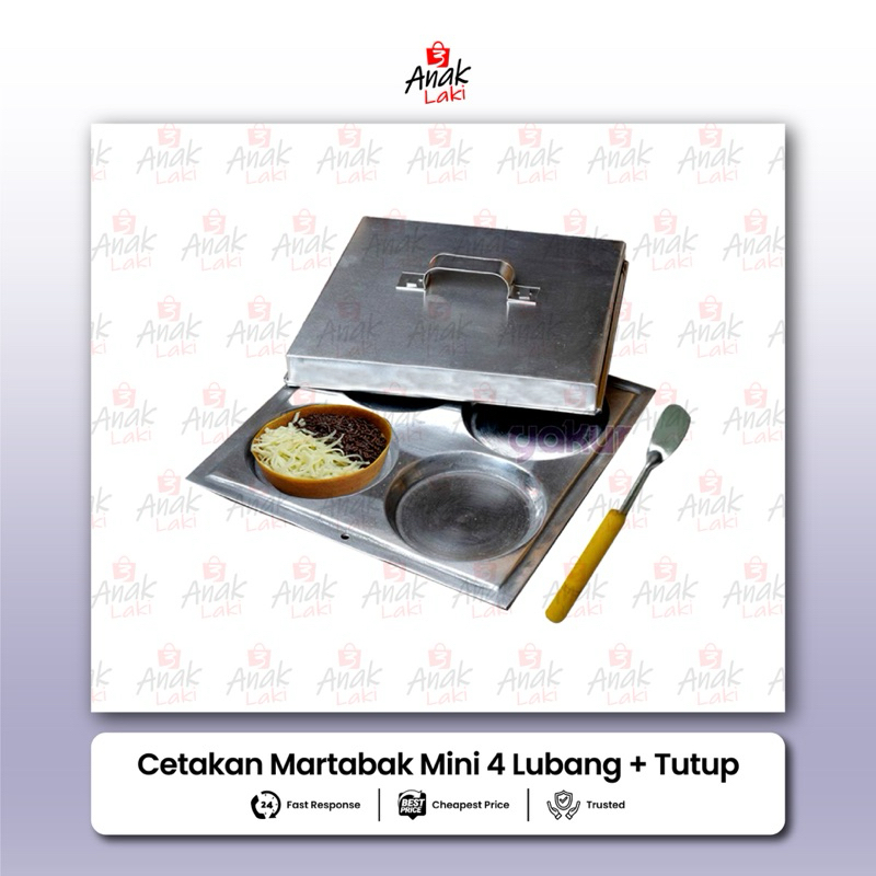 Cetakan Martabak Mini 4 Lubang + Tutup
