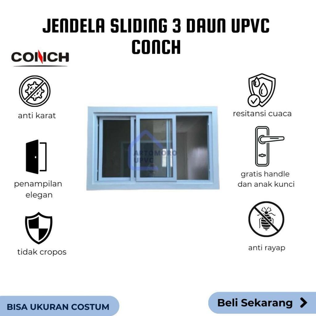 Jendela Sliding UPVC CONCH 3 Daun