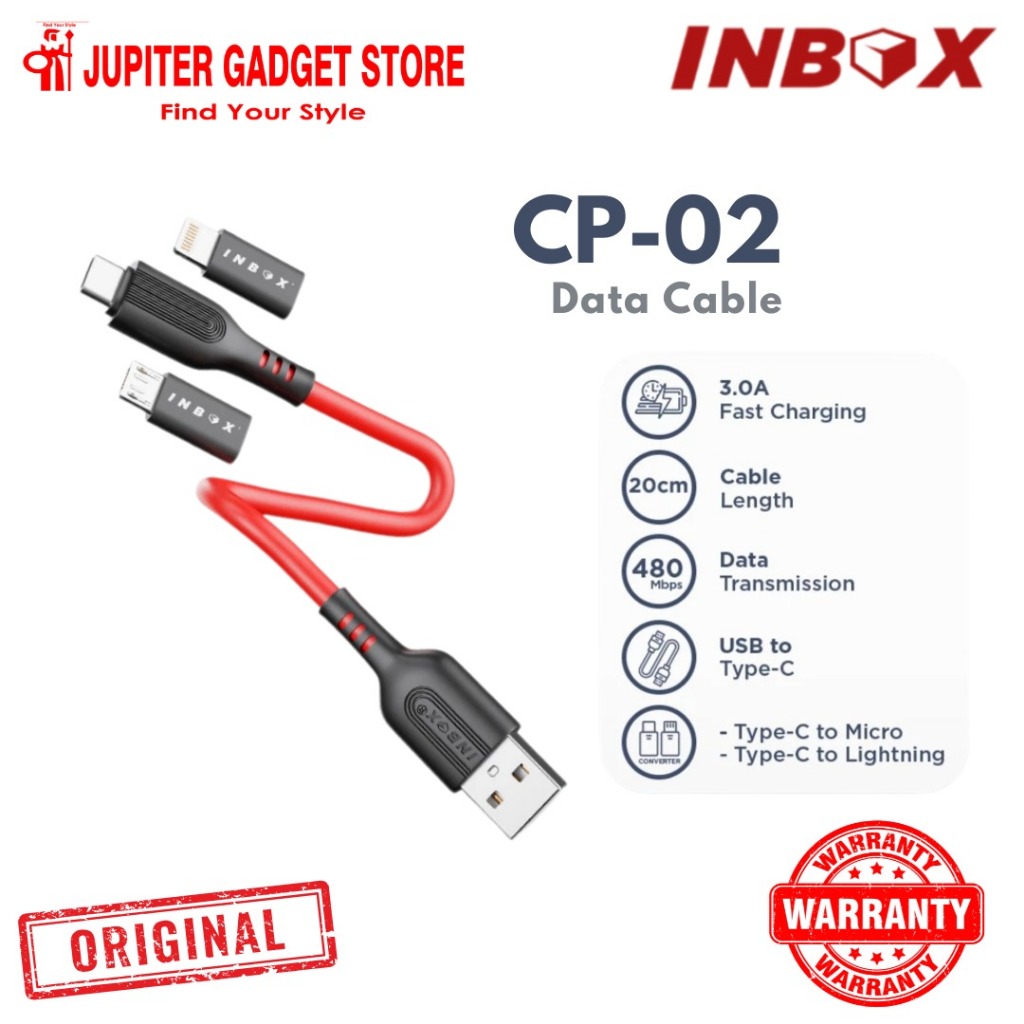 Inbox CP-01 CP-02 Powerbank Kit Kabel Data USB Type C dan Converter Set Fast Charging Micro dan Ligh