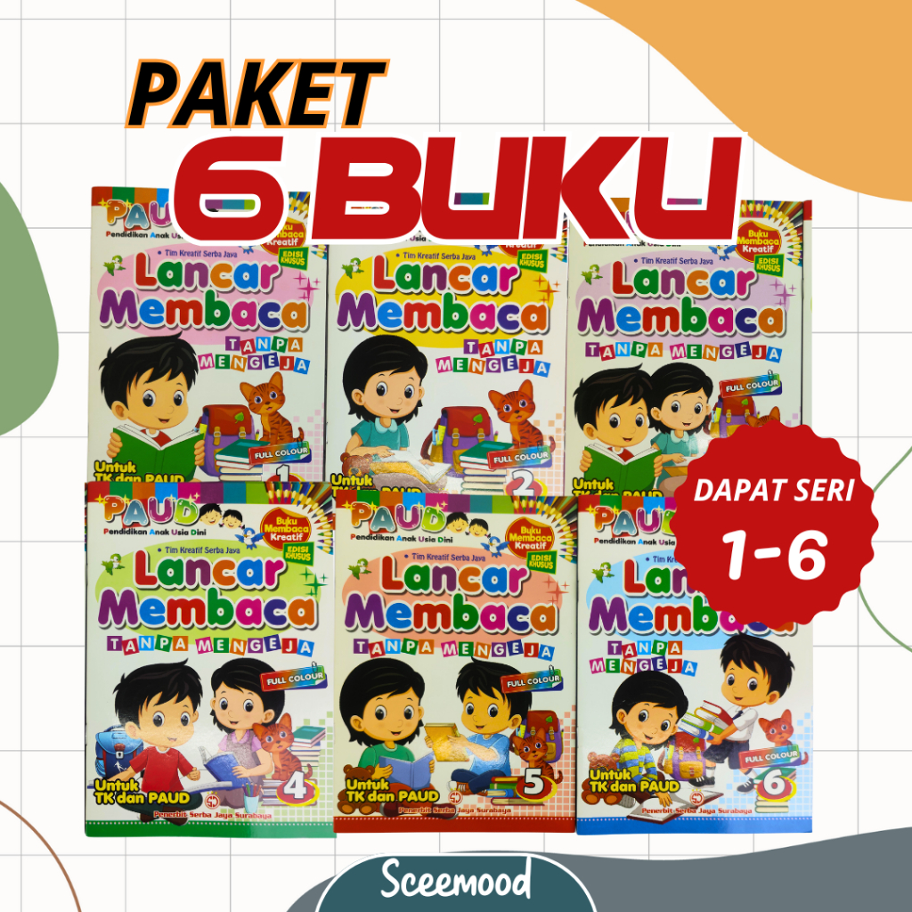PROMO PAKET ISI 6 BUKU Belajar Membaca Lancar Tanpa Mengeja Bacalah 1 2 3 Anak usia 3,4,5 tahun Paud