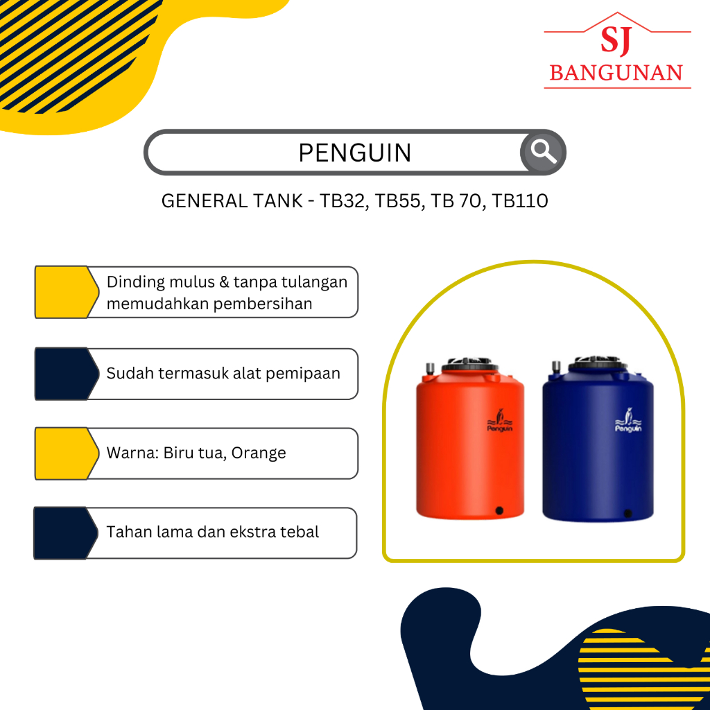 PENGUIN - Toren / General Tank Biru & Orange - TB32, TB55, TB70, TB110