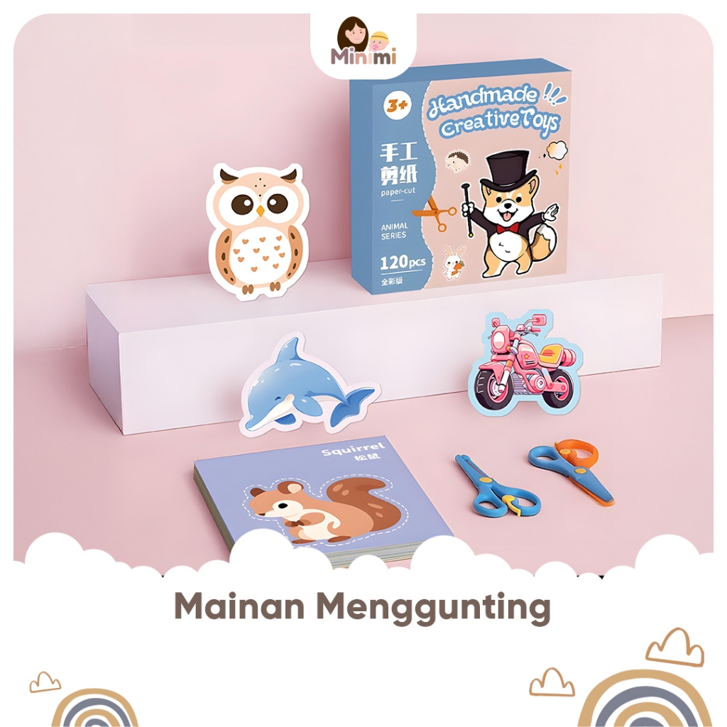 Minimi Mainan DIY Paper Cut /aktivitas menggunting anak/Mainan Gunting Kertas Anak/Latihan Menggunti