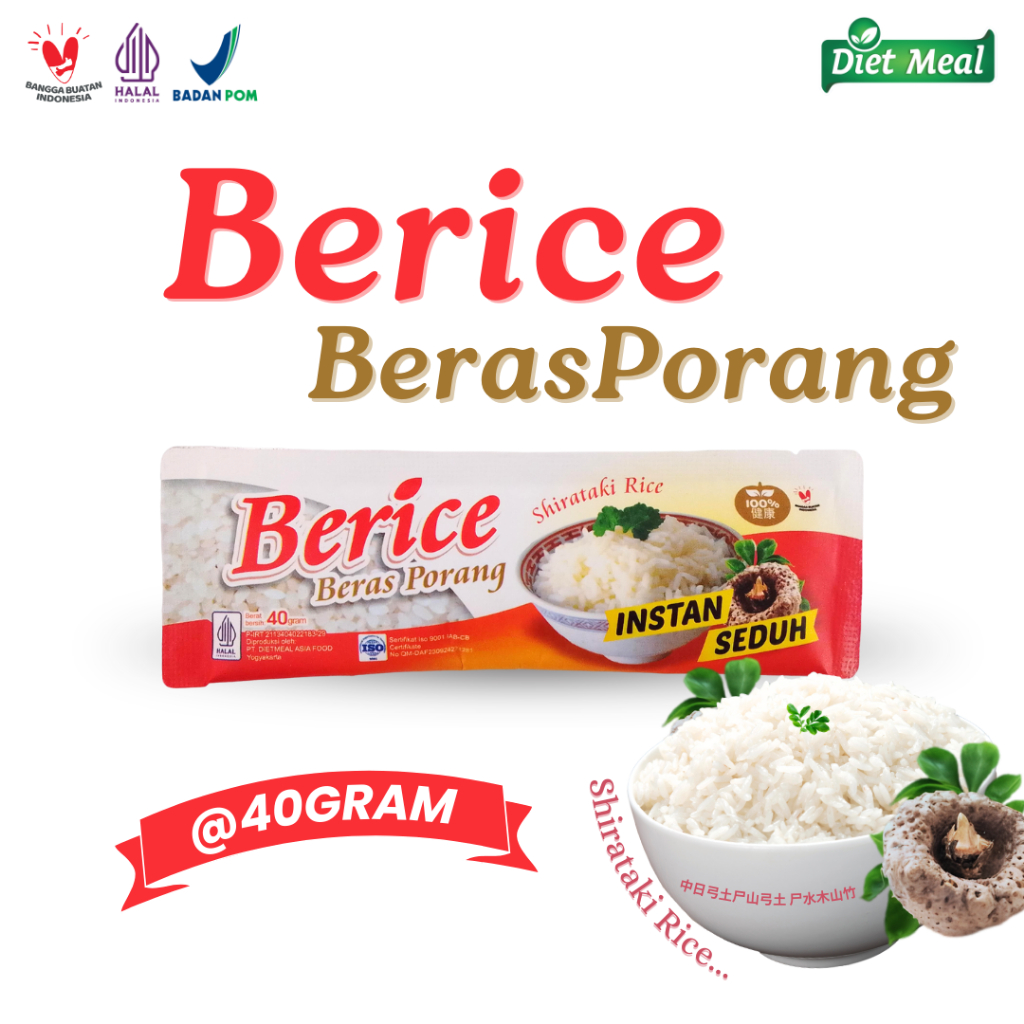 

Beras Porang Shirataki BERICE kemasan Sacet 40 gram