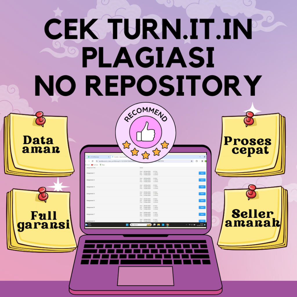 [OPEN] CEK PLAGIASI TURNITIN NO REPOSITORY MURAH