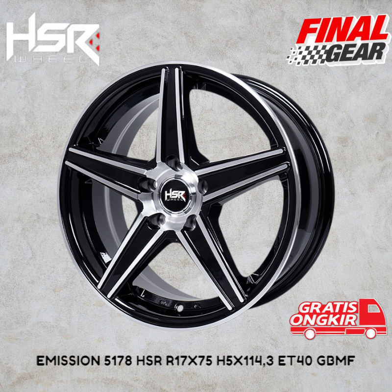 velg mobil EMISSION 5178 HSR R17X75 H5X114,3 ET40 GBMF / velg hsr wheel ring 17 / velg r17 murah