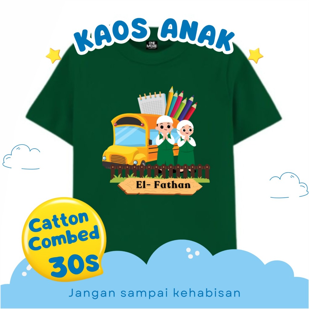 Kaos ANak Seragam PAUD , TK , SD MADIN , FAMILY GATHERING desain bisa request