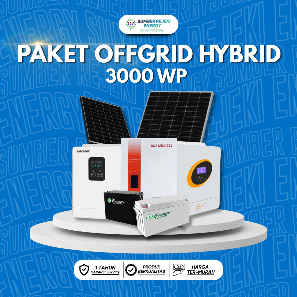 Panel Surya Pembangkit Listrik Tenaga Surya Baterai Panel Surya 1 Set PAKET Hemat 3000 Watt