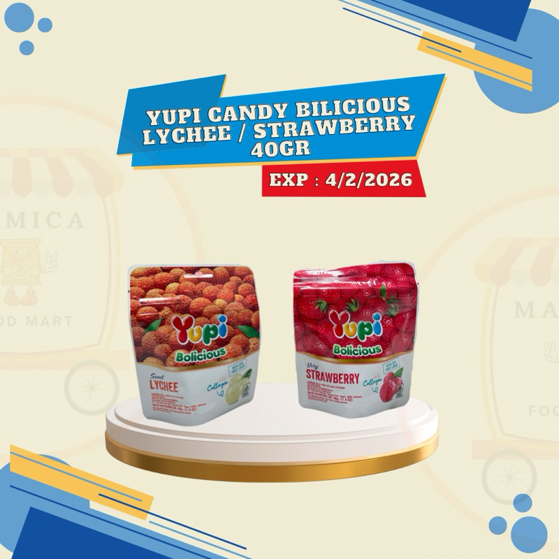 

YUPI CANDY BOLICIOUS SWEET LYCHEE LECI / STRAWBERRY 40GR | EXP FEB 2026