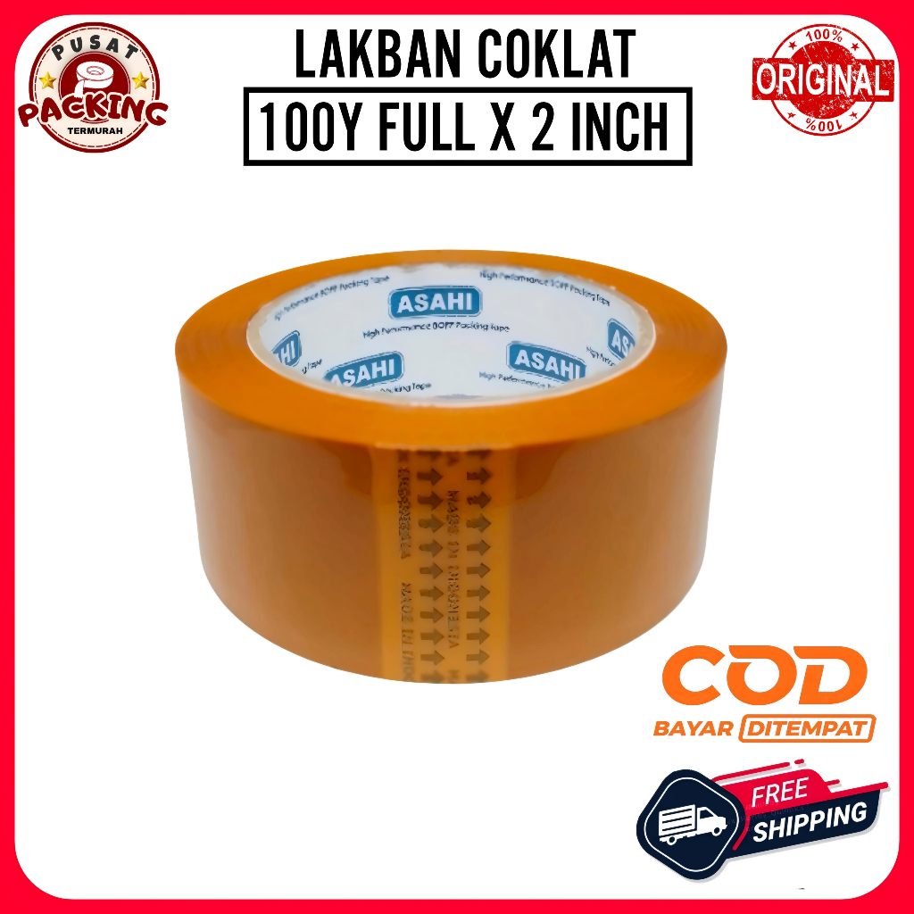 

LAKBAN COKLAT 100 YARD X 45MM | SELOTIP ISOLASI COKLAT 2 INCH